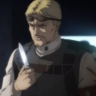 👾 e6a72085 Reiner Braun Attack on Titan Аниме, Атака титанов, Райнер Браун, Нож, Военные, Персонаж, Жестокость telegram sticker