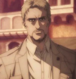 👀 03a02a30 Reiner Braun Attack on Titan Anime, Postać, Męski, Poważny, Portret whatsapp sticker