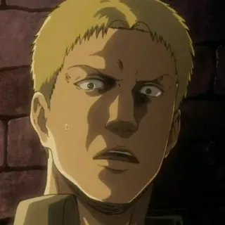 🐱 f5176d7d Reiner Braun Attack on Titan Anime, Espressione, Reiner, L'attacco dei giganti, Scioccato, Preoccupato, Personaggio telegram sticker