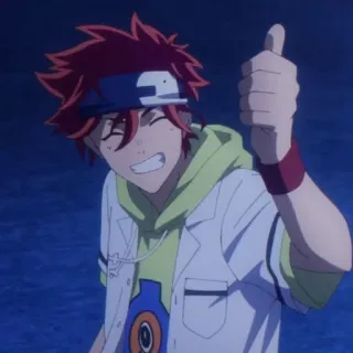 👍 6f3d0428 Reki Kyan SK8 the Infinity anime, charakter, lächeln, daumen hoch, rote haare, sk8, reki whatsapp sticker