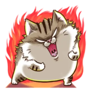 😡 3cd18733 кот, злой, яростный, мультик, животное, питомец, пламя, огонь telegram sticker