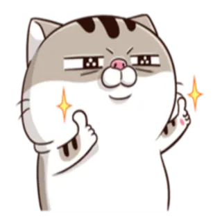 👍 55971d89 кот, большой палец вверх, мультфильм, блеск, животное, мем telegram sticker