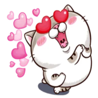 😍 9d5f0086 кот, сердечки, любовь, милый, мультик, каваи, стикер telegram sticker