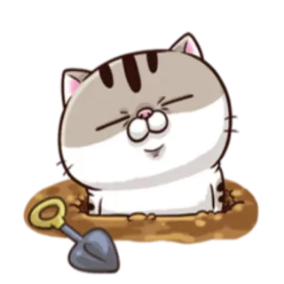 🐈 bc578186 кот, копать, дыра, лопата, мультфильм, животное, питомец telegram sticker