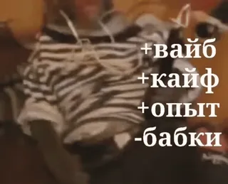 🌟 4255a708 +вайб
+кайф
+опыт
-бабки telegram sticker