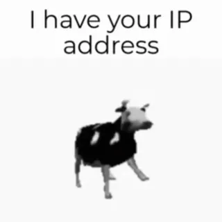 🌟 dfb9d920 I have your IP address internet, meme, cow, IP address, threatening, funny telegram sticker