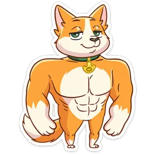 🐶 53bbde51 cane, muscolo, cartone animato, animale, mascotte telegram sticker