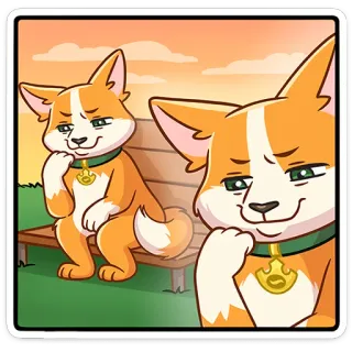 🐶 dcf5d930 cane, corgi, pensieroso, animale domestico, animale, carino telegram sticker