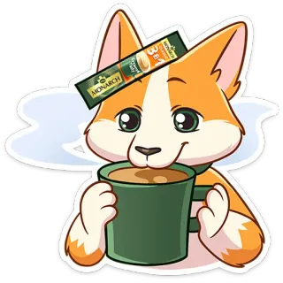 🐶 e1bcd402 MONARCH corgi, cane, caffè, bevanda, monarca telegram sticker