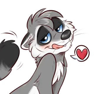 😘 5ee37320 แรคคูน, น่ารัก, สัตว์, หัวใจ, ความรัก telegram sticker