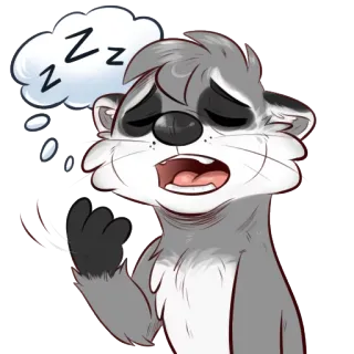 😴 ecd63765 ZZZ สัตว์, แรคคูน, นอนหลับ, ง่วง, การ์ตูน, เหนื่อย telegram sticker