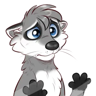 😞 ee071171 แรคคูน, เศร้า, เฟอร์รี่, การ์ตูน, สัตว์, ตัวละคร telegram sticker