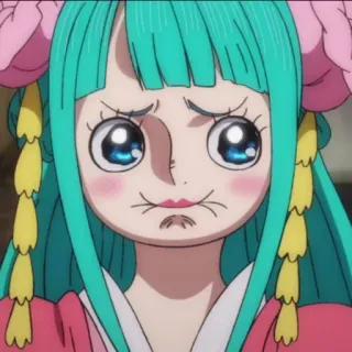 😐 418a58f9 Komurasaki One Piece 小紫, ワンピース, アニメ, 漫画, カートゥーン, キャラクター, 悲しい, 表情 telegram sticker