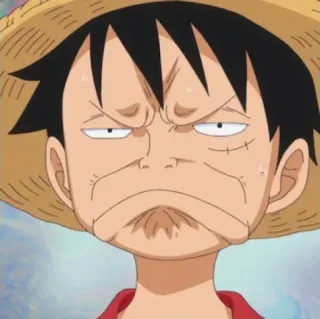 😐 e655aa3d Monkey D. Luffy One Piece モンキー・D・ルフィ, ワンピース, アニメ, 漫画, 麦わら帽子, 面白い顔 telegram sticker