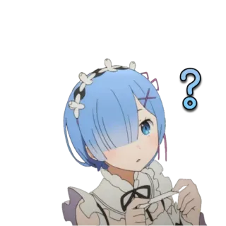 ❔ 05e393fc Rem anime, rem, maid, domanda, personaggio whatsapp sticker