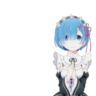 🤗 07e5a158 Rem Anime, Ragazza, Carina, Capelli blu, Cameriera whatsapp sticker