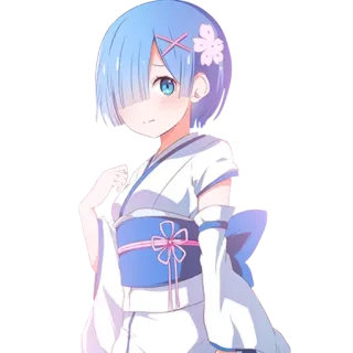😥 0e7ed1d5 Rem Re:Zero Anime, Kawaii, Carino, Maid, Capelli Blu whatsapp sticker