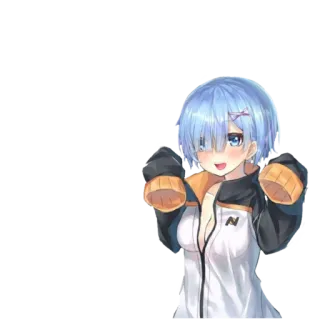 ☺️ 3e17c4ea Rem Anime, ragazza, capelli blu, sorriso, carina whatsapp sticker