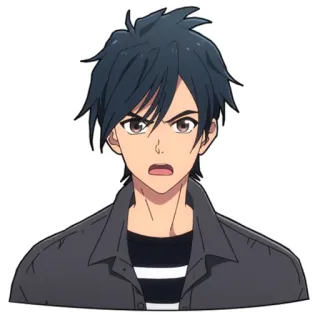 😾 b859869e 애니메이션, 남자, 만화, 일러스트, 캐릭터, 화난 whatsapp sticker