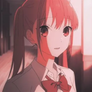 😮 0c7708bf anime, meisje, Horimiya, rood haar, anime meisje, personage telegram sticker