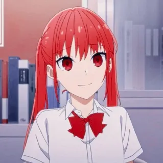 😅 a125f44a anime meisje, rood haar, schooluniform, schattig, portret, cartoon telegram sticker