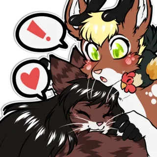 💕 0990c16f furry, cat, deer, animal, love, heart, exclamation telegram sticker