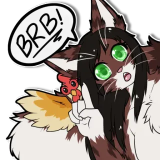 👆 108b9475 BRB! cat, chicken, furry, animal, cute, waiting, anime telegram sticker