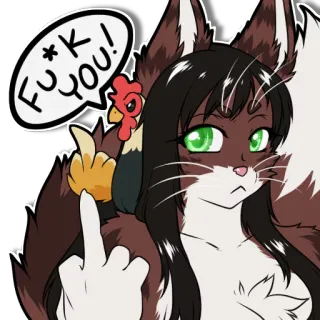 😠 12a08d09 Fu*k YOU! middle finger, offensive, swear word, cartoon, furry telegram sticker