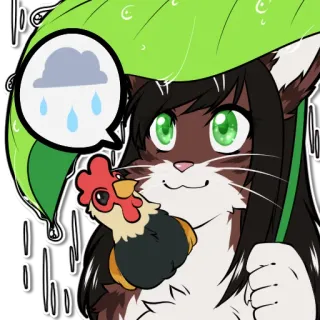 🌧 1d96ba31 cat, chicken, anime, furry, rain, cute telegram sticker