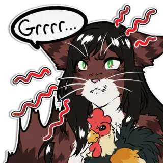 🔥 2884bd71 Grrr... catgirl, anime, angry, chicken, furry, cartoon telegram sticker