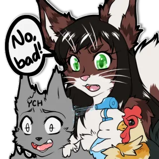 🚫 2e487921 No, bad! furry, animal, cat, spray bottle, no, bad, chicken telegram sticker
