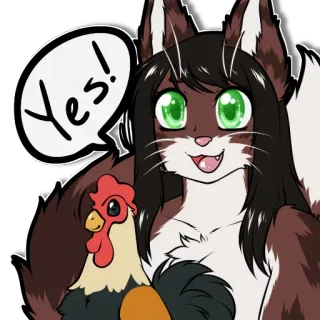 👍 3cf1a024 Yes! fox, chicken, animal, cartoon, yes, affirmative, sticker telegram sticker