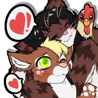 👥 3d078e1e furry, animal, cat, chicken, love, heart, hug telegram sticker