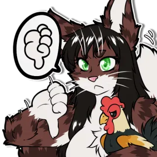 👎 53910377 cartoon, cat, chicken, animal, thumbs down, dislike, disapprove telegram sticker