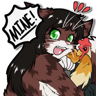 💩 667c8cf7 MINE! cat, chicken, animal, anime, funny, cartoon telegram sticker