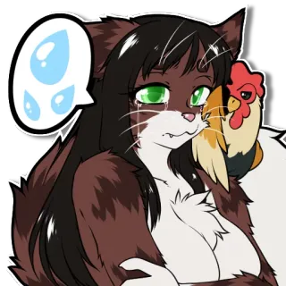 😢 67f88d52 cat girl, crying, sad, chicken, tears, anime, furry, anthropomorphic telegram sticker