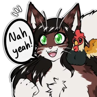 😶 69e4dd7c Nah yeah! cat, animal, chicken, cartoon, furry, funny, text telegram sticker