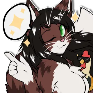 ✨ 6e23a975 cat, chicken, cartoon, anime, pointing, animal telegram sticker