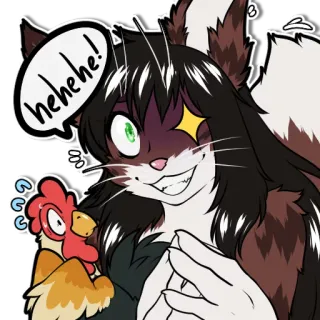 😈 768d23ea hehehe! cat, chicken, hehe, funny, animal, meme telegram sticker