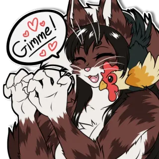 😍 8bc2c649 Gimme! furry, chicken, animal, cute, cartoon, love, affection telegram sticker