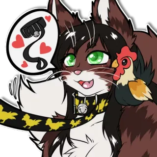 😘 a696a39a animal, furry, cartoon, chicken, pet, leash, collar telegram sticker