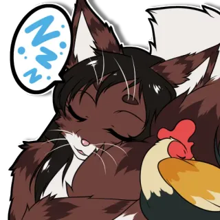 💤 d985d8d2 ZZZ cat, sleeping, rooster, animal, cute, cartoon, rest, nap telegram sticker