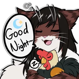 💤 dbb4c552 Good Night~ cat, good night, sleepy, cartoon, cute, animal, sleeping chicken telegram sticker