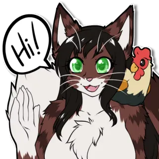 😡 dcc14fcc Hi! cat, anthro, chicken, animal, furry, cartoon telegram sticker