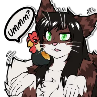 ❓ f8ddf2ff Ummm? cat, chicken, furry, confused, animal, mammal, domestic animal telegram sticker