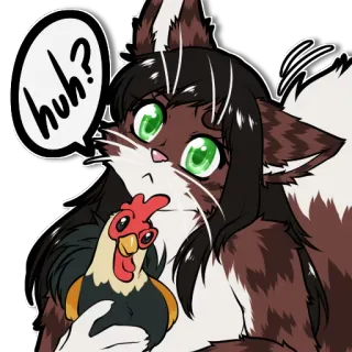 ❓ fcb54470 huh? cat, chicken, animal, cute, sticker, question, cartoon telegram sticker