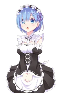 😉 3889986f Rem Re:Zero Anime, Maid, Carino, Waifu, Kawaii, Capelli blu telegram sticker
