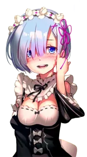☺️ cb9477d5 Rem Anime, Rem, Maid, Carina, Ragazza, Capelli blu telegram sticker