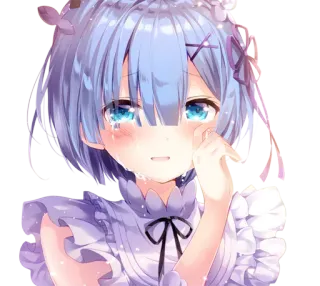 ☺️ e06dd304 Rem Re:Zero anime, ragazza, piangere, Rem, Re:Zero, triste telegram sticker