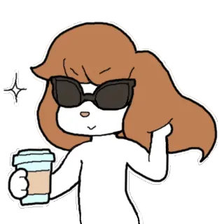 😎 1bdc0dd3 kartun, kacamata hitam, kopi, minuman, wanita, karakter, ilustrasi telegram sticker